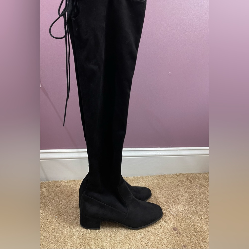 Tall Suede Black Boots, size 9M.